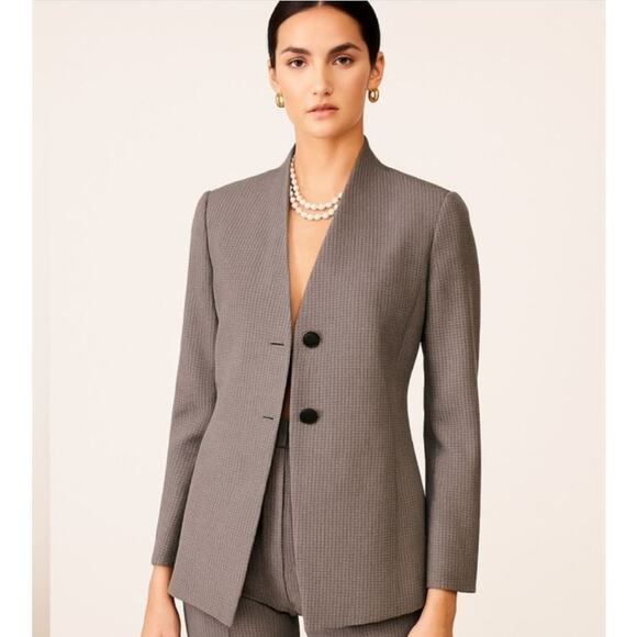 Armani Collezioni Italy Gray Textured Two Button Blazer Jacket Size 8 - Picture 1 of 9